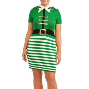 Juniors Elf Christmas Sweater Dress